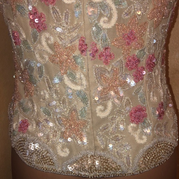 Easter Dream Vtg Adrianna Papell Silk beaded top - Picture 10 of 10